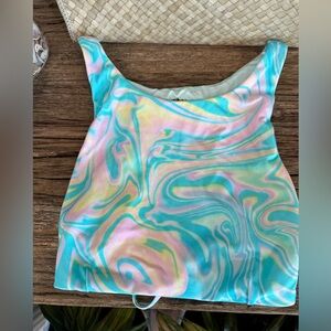 RVCA Women’s Pastel Marble Swirl Tank Top - Turquoise & Pink
